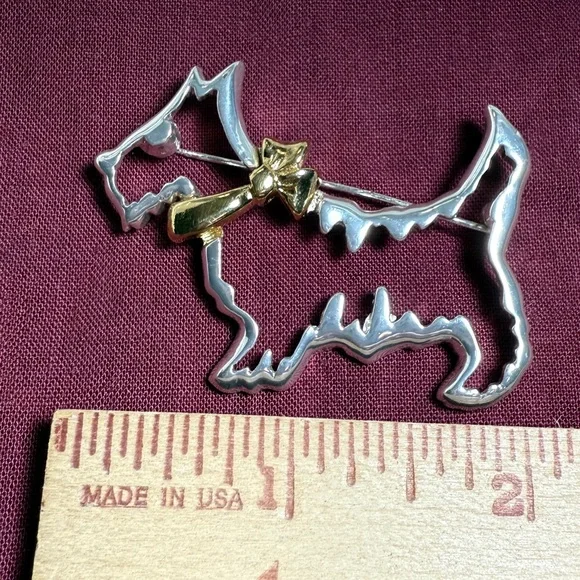 Napier Gold and Silver Scottish Dog Brooch - Picture 4 of 5